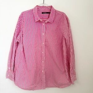 Lauren Ralph Lauren Pink and White Striped Button-Down Shirt